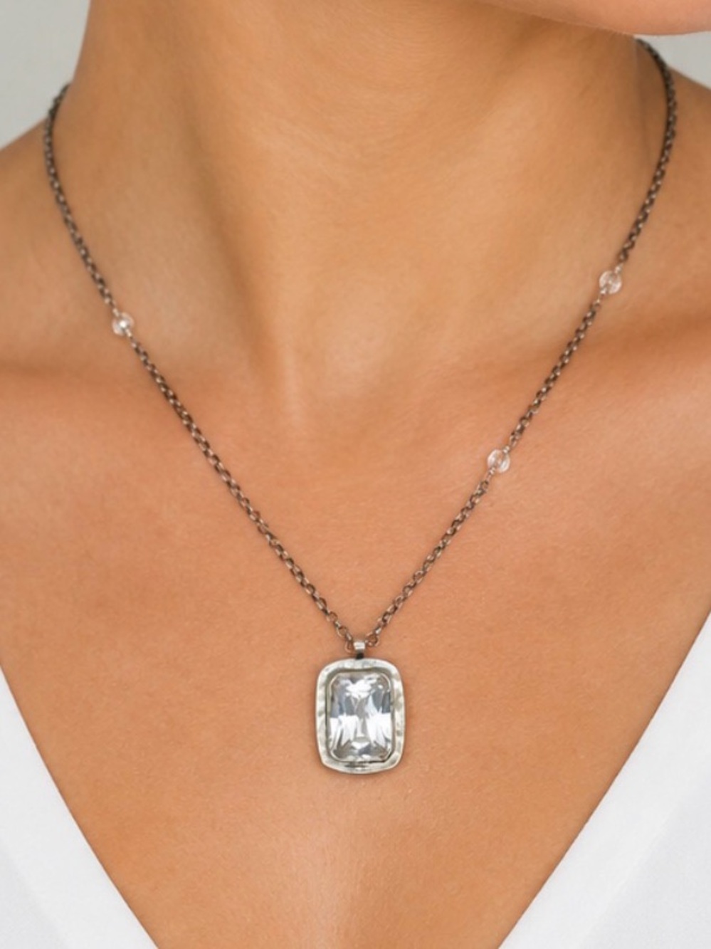Silpada N1859 CZ Oxidized Sterling Silver Pendant Necklace